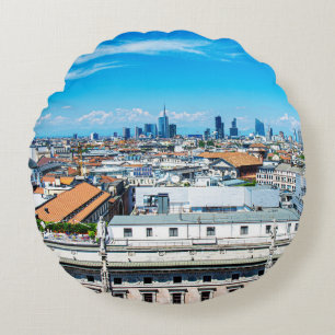 Milan skyline round pillow