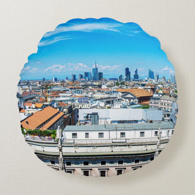 Milan skyline round pillow (Front)
