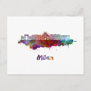 Milan V2 skyline in watercolor Postcard