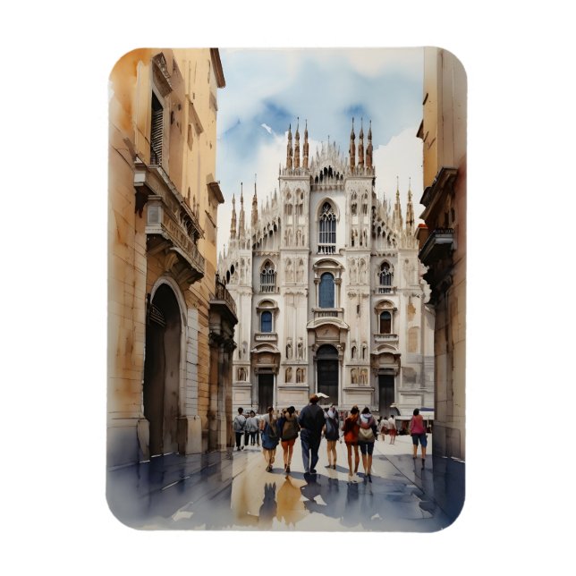 Milan watercolor art magnet (Vertical)