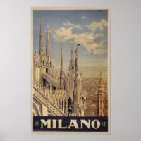 Milano cathedral retro vintage Italy travel art