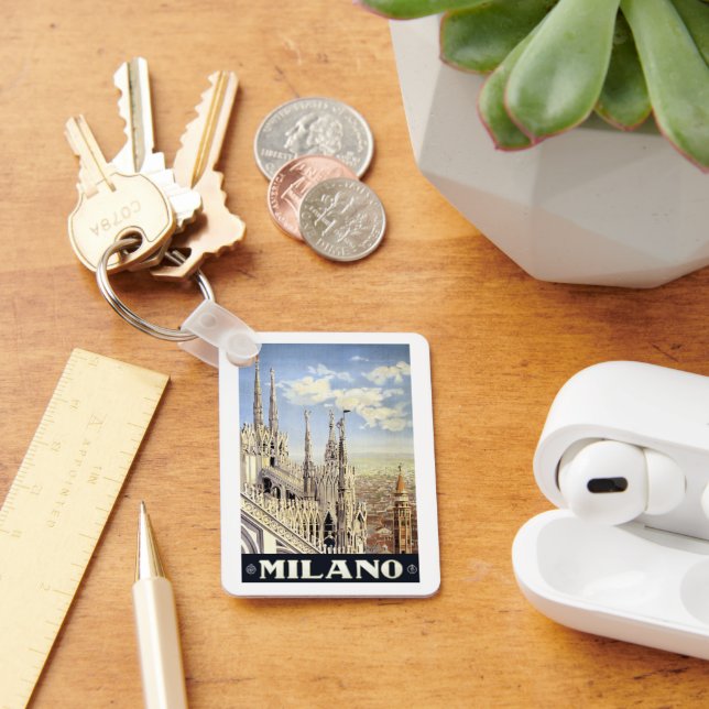Milano Italy Gothic Cathedral Duomo Vintage Travel Keychain (Desk)
