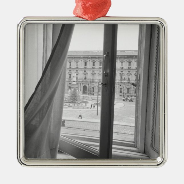 Milano Italy, View from La Scala Opera Window Metal Ornament (Front)