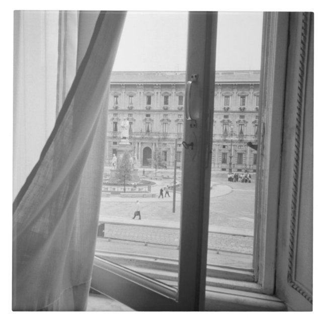 Milano Italy, View from La Scala Opera Window Tile (Front)