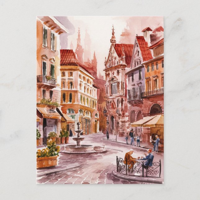 Milano, Milan Italy Street  Painting Postcard (Front)