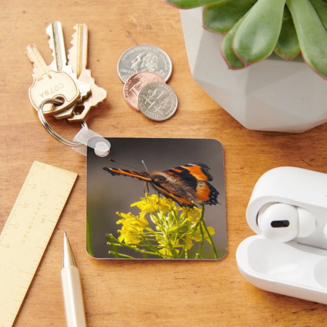 Milbert's Tortoiseshell Butterfly Close-Up Photo Keychain (Desk)