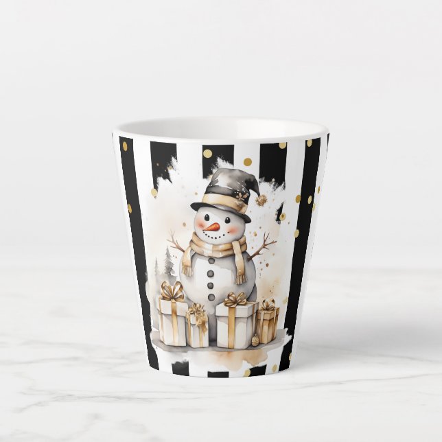 Milchtasse Klein Snowman and Stripes Var04 Latte Mug (Front)
