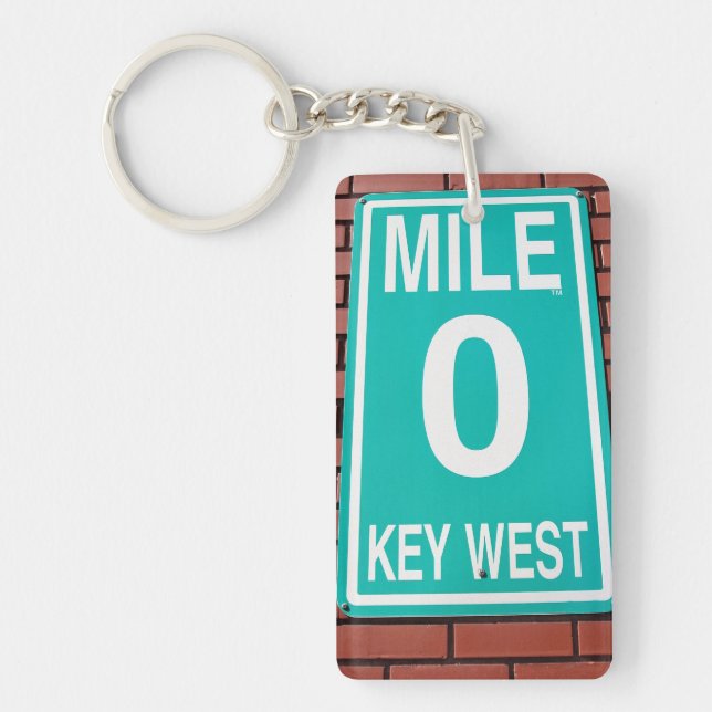 Mile Marker 0 sign at historic Key West Florida Keychain (Front)
