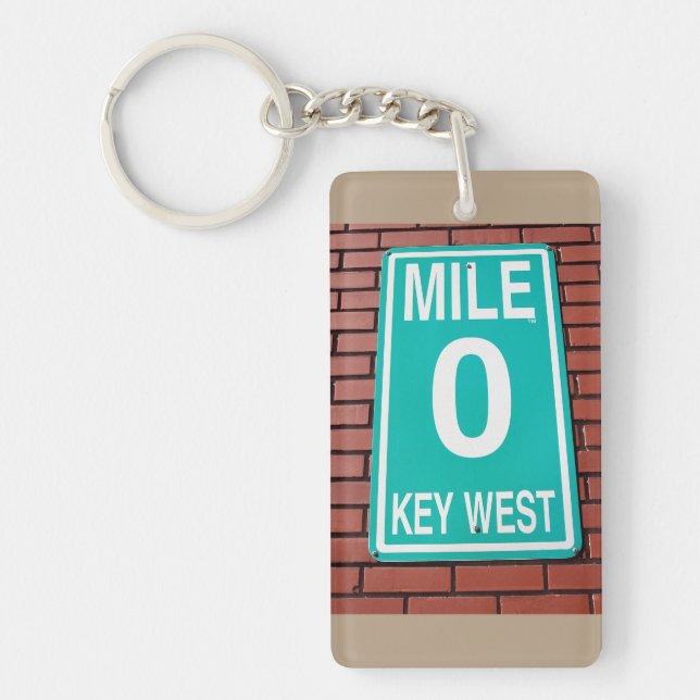 Mile Marker 0 sign at historic Key West Florida Keychain (Front)