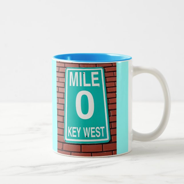 Mile Marker 0 Sign Two-Tone Coffee Mug (Right)