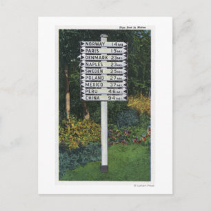 Mile Marker Sign Post Postcard
