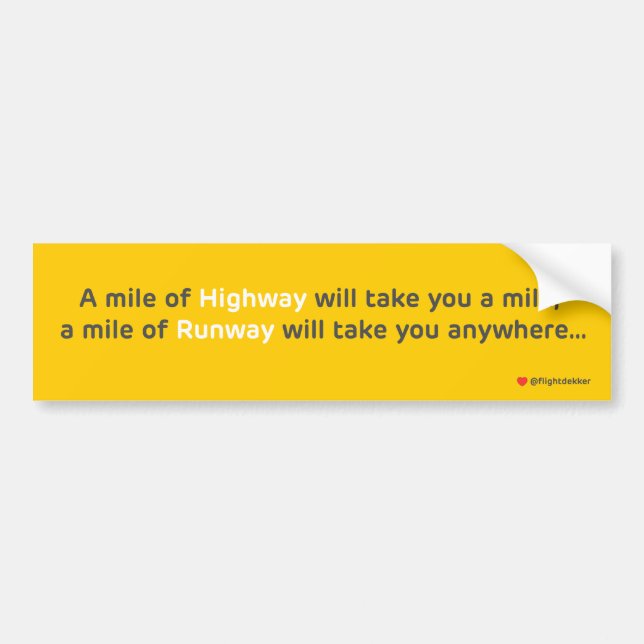 Mile of Runway Bumper Sticker (Front)