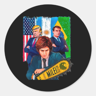Milei Presidente 2023 Donald Trump Jair Bolsonaro Classic Round Sticker