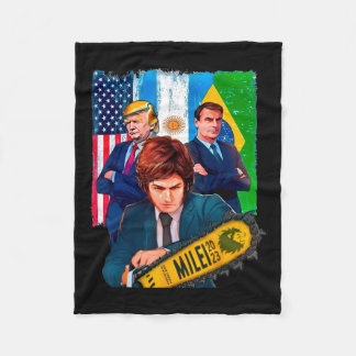 Milei Presidente 2023 Donald Trump Jair Bolsonaro  Fleece Blanket