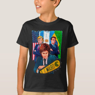 Milei Presidente 2023 Donald Trump Jair Bolsonaro  T-Shirt