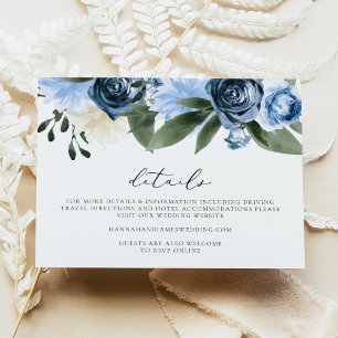 MILENA Dusty Blue Floral Garden Wedding Details Invitation