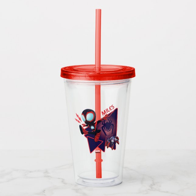 Miles and TWIST-E Glow Webs Glow Acrylic Tumbler (Front)