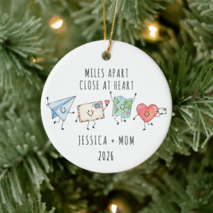 Miles Apart Close at Heart Personalized Ceramic Ornament