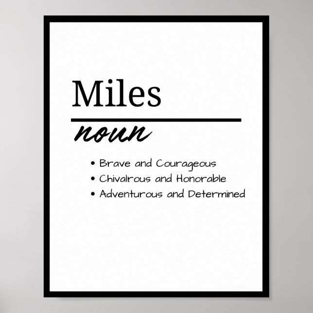 Miles, Boy Personalized Name Definition  Poster (Front)