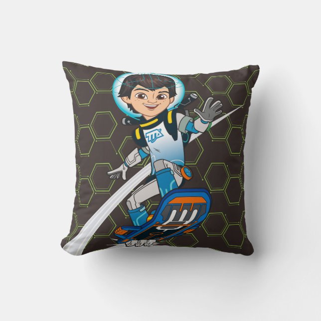 Miles Callisto Riding His Blastboard Throw Pillow (Front)