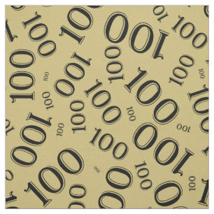 Milestone 100 Number Pattern Black/Gold Fabric