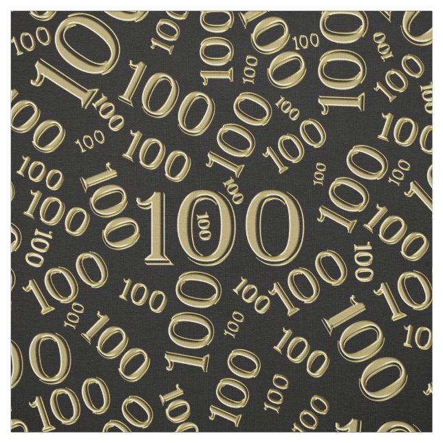 Milestone 100 Number Pattern Black/Gold Fabric (Swatch)
