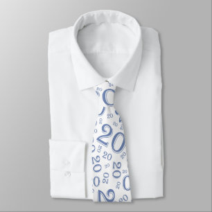 Milestone 20 Random Number Pattern Blue/White Tie