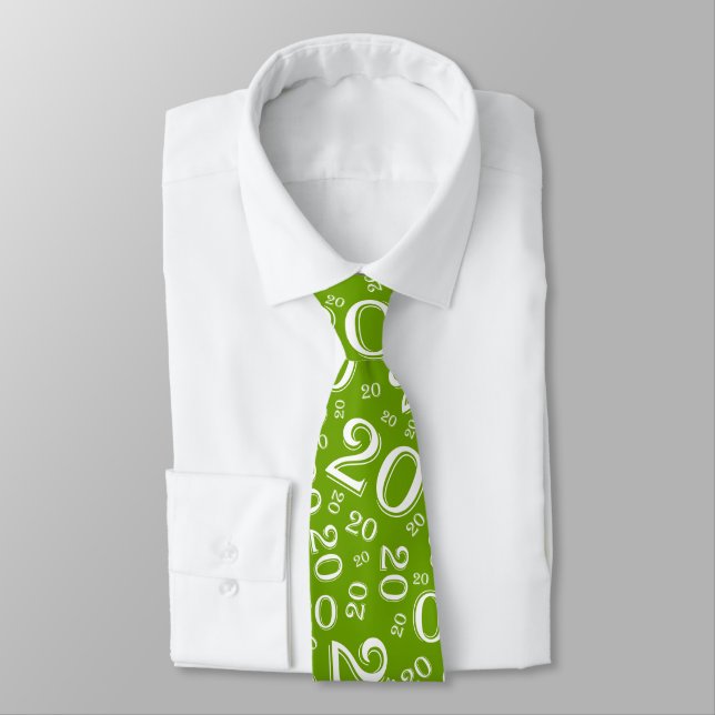Milestone 20 Random Number Pattern Green/White Tie (Tied)