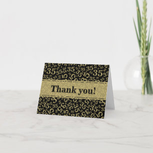 Milestone 35 Random Number Pattern Black/Gold Thank You Card