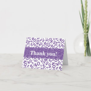 Milestone 40 Random Number Pattern Purple/White Thank You Card