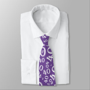 Milestone 40 Random Number Pattern Purple/White Tie