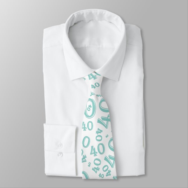 Milestone 40 Random Number Pattern Teal/White Tie (Tied)