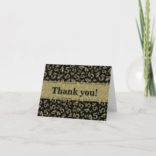 Milestone 45 Random Number Pattern Black/Gold Thank You Card