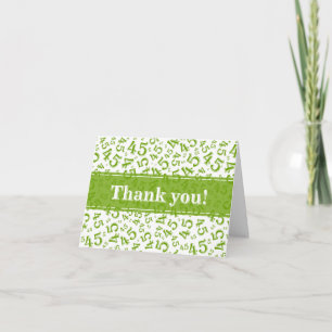 Milestone 45 Random Number Pattern Green/White Thank You Card
