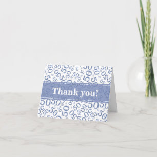 Milestone 50 Random Number Pattern Blue/White Thank You Card