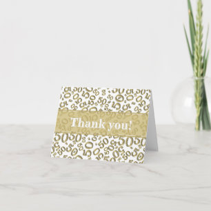 Milestone 50 Random Number Pattern Gold/White Thank You Card