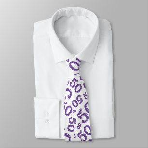 Milestone 50 Random Number Pattern Purple/White Tie