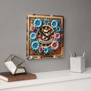 Milestone 5th Wedding Anniversary Square Wall Clock