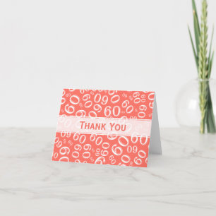 Milestone 60 Random Number Pattern Cora/White Thank You Card
