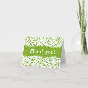 Milestone 65 Random Number Pattern Green/White Thank You Card
