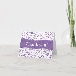 Milestone 75 Random Number Pattern Purple/White Thank You Card