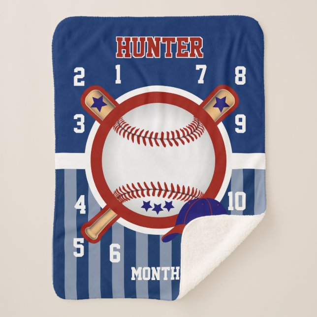 Milestone Baby Blanket - ⚾ Baseball Sport (Front)