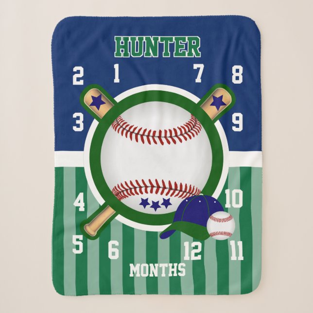 Milestone Baby Blanket - ⚾ Baseball Sport 2 (Front)