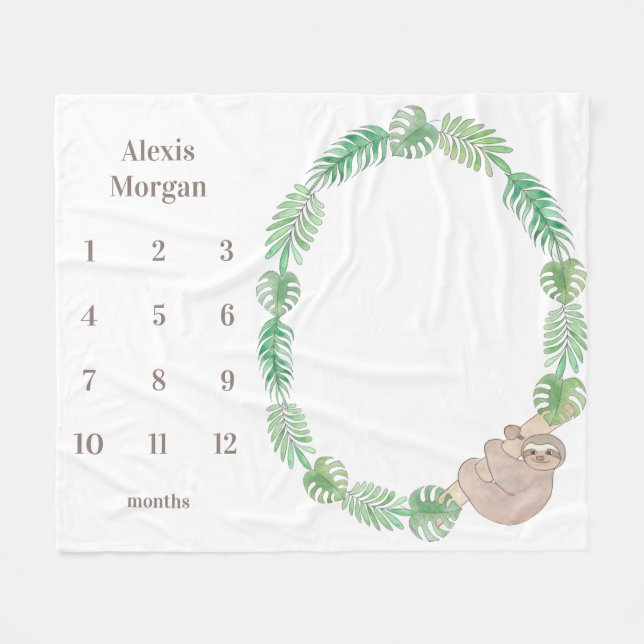 Milestone Baby Blanket Couverture mignonne Sloth G (Devant (Horizontal))