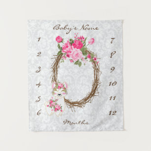 Milestone Baby Photo Prop with Llama Tapestry