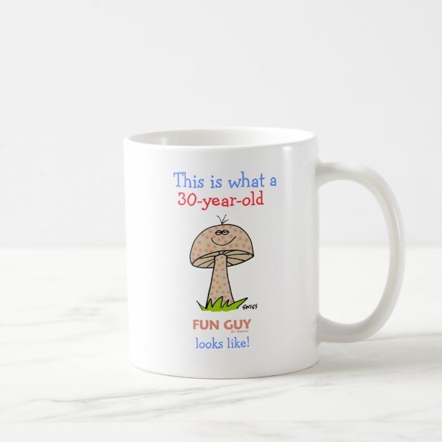 Milestone Birthday Funny FUN GUY Cartoon Mushroom Coffee Mug (Right)