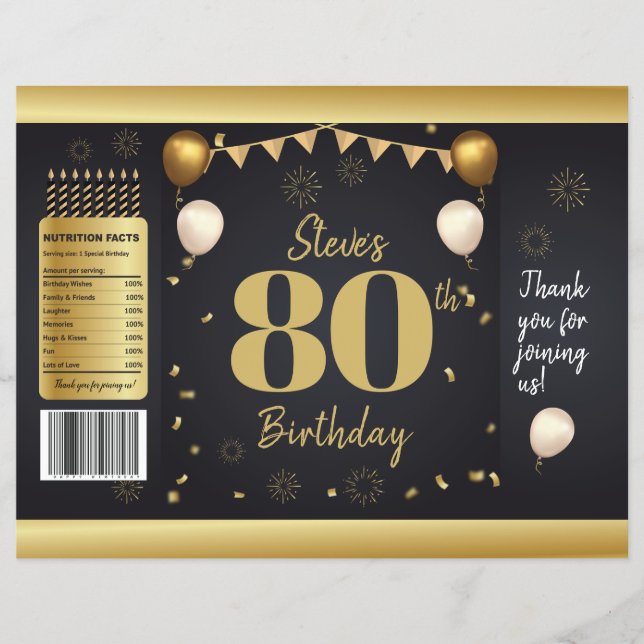 Milestone Birthday Gold Black Chip Bag Wrappers (Front)