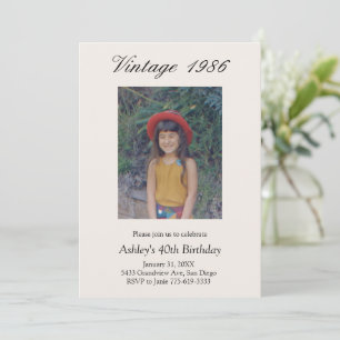 Milestone Birthday Party Vintage Year Baby Photo Invitation