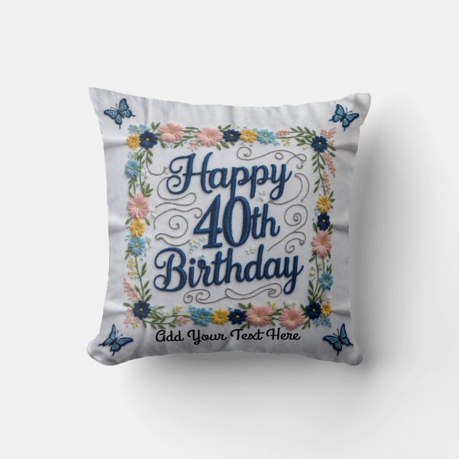 Milestone Comfort: 40th Birthday Throw Pillow Keep (Front)
