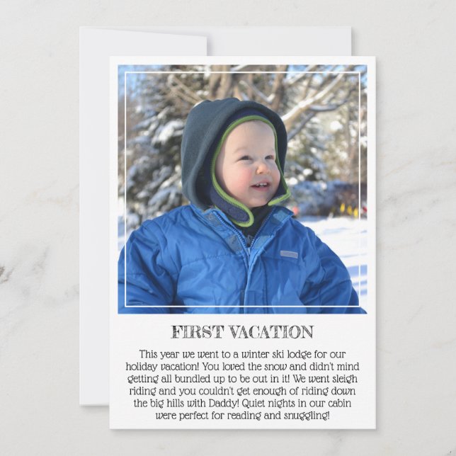 Milestone Keepsake Card: Baby's First Vacation Announcement (Front)